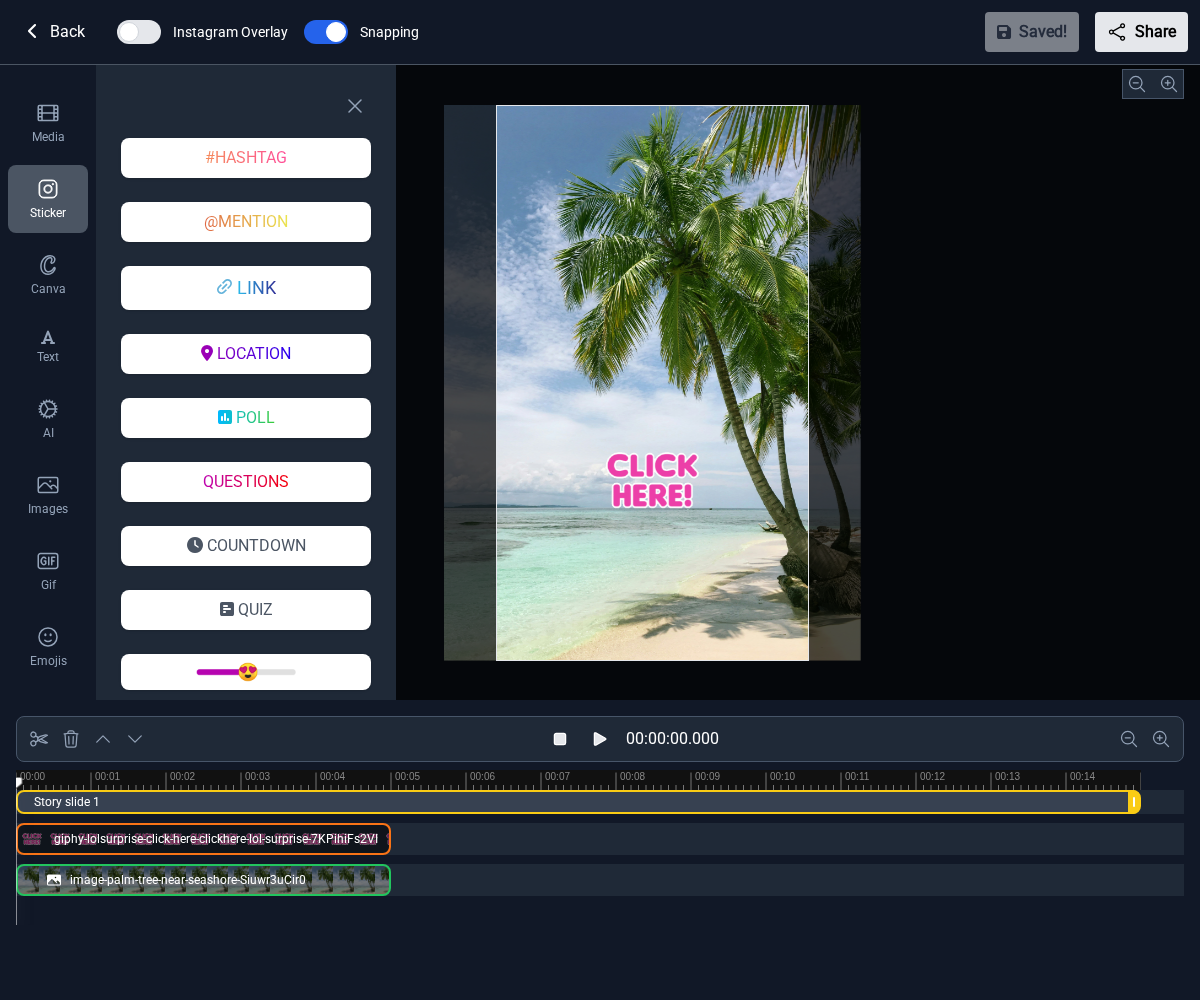 Step 2 — Open the Sticker panel