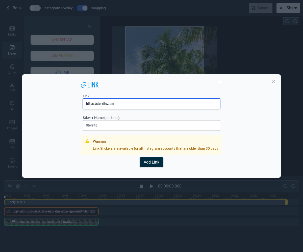 Step 3 — Enter the link URL