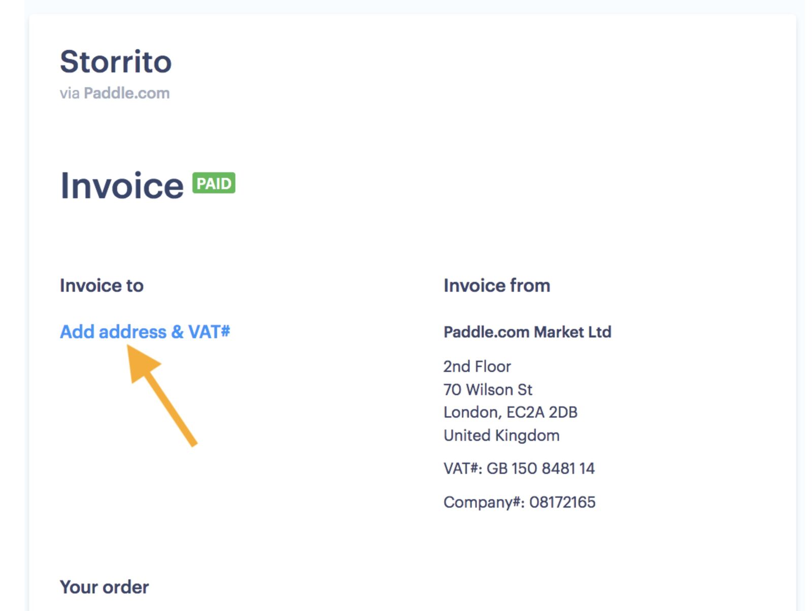 Add Address & VAT Number