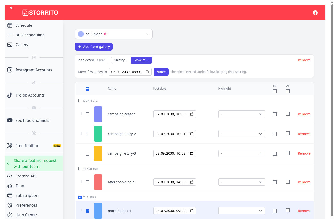 The Move to tool with the date field pre-filled