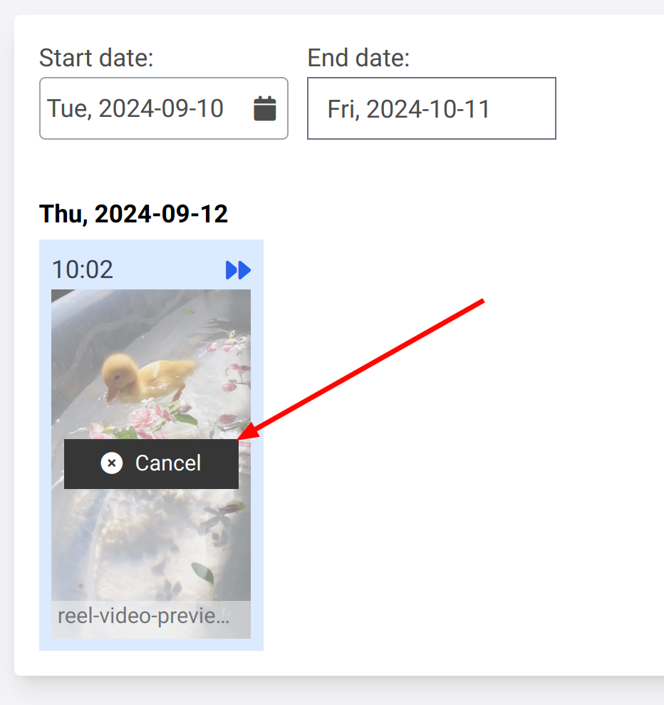 Canceling a scheduled reel