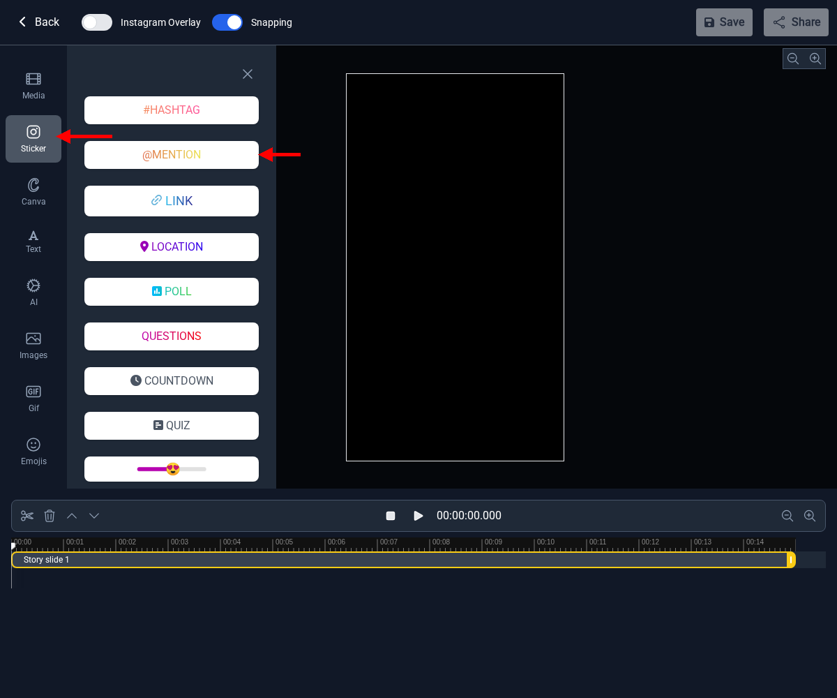 Step 1 — Open the Sticker panel