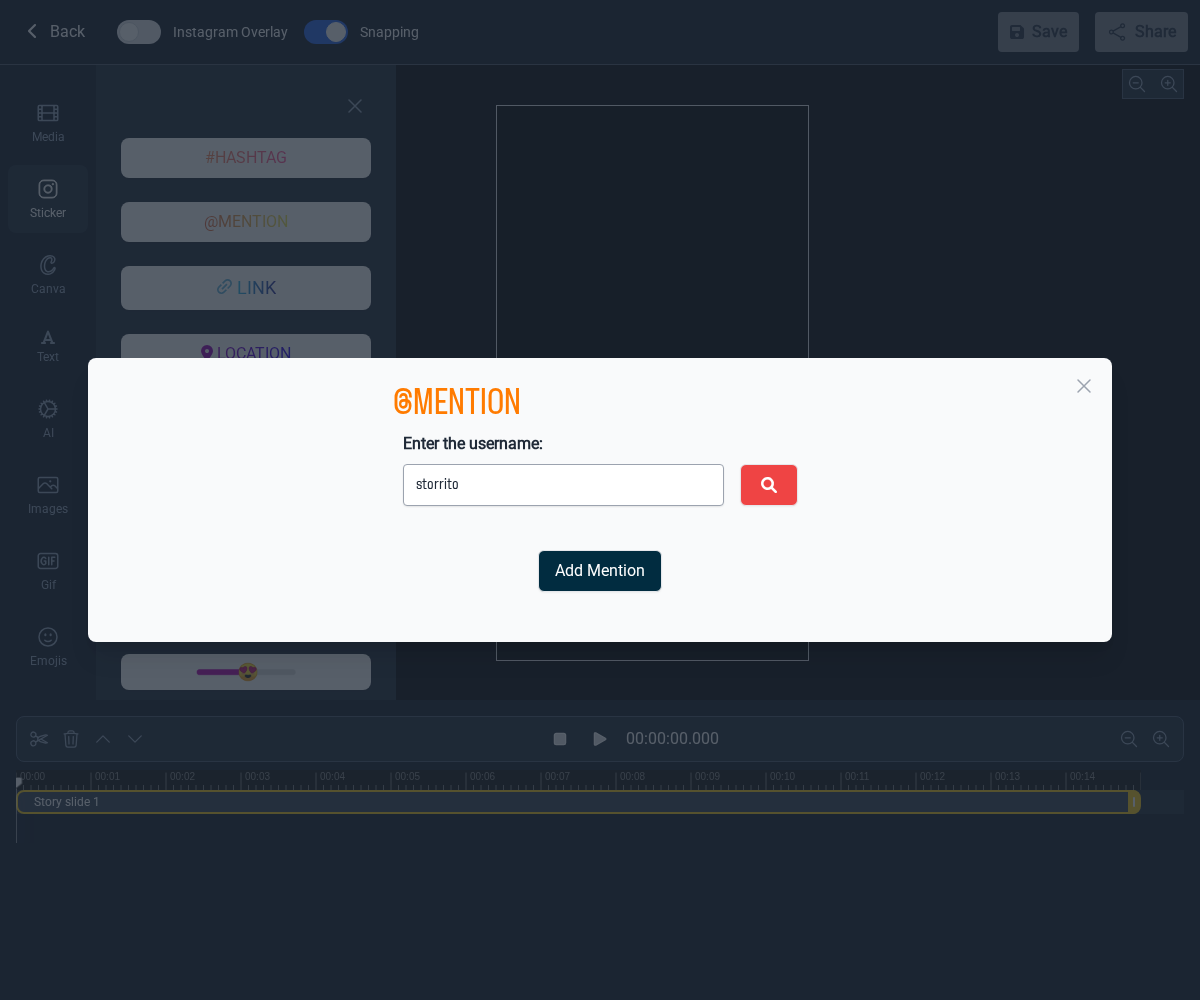 Step 4 — The mention sticker on your story