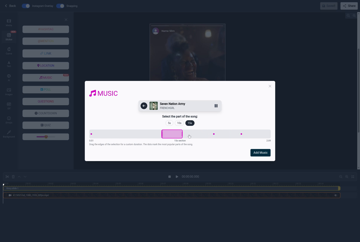 Step 3 — Select the part of the song