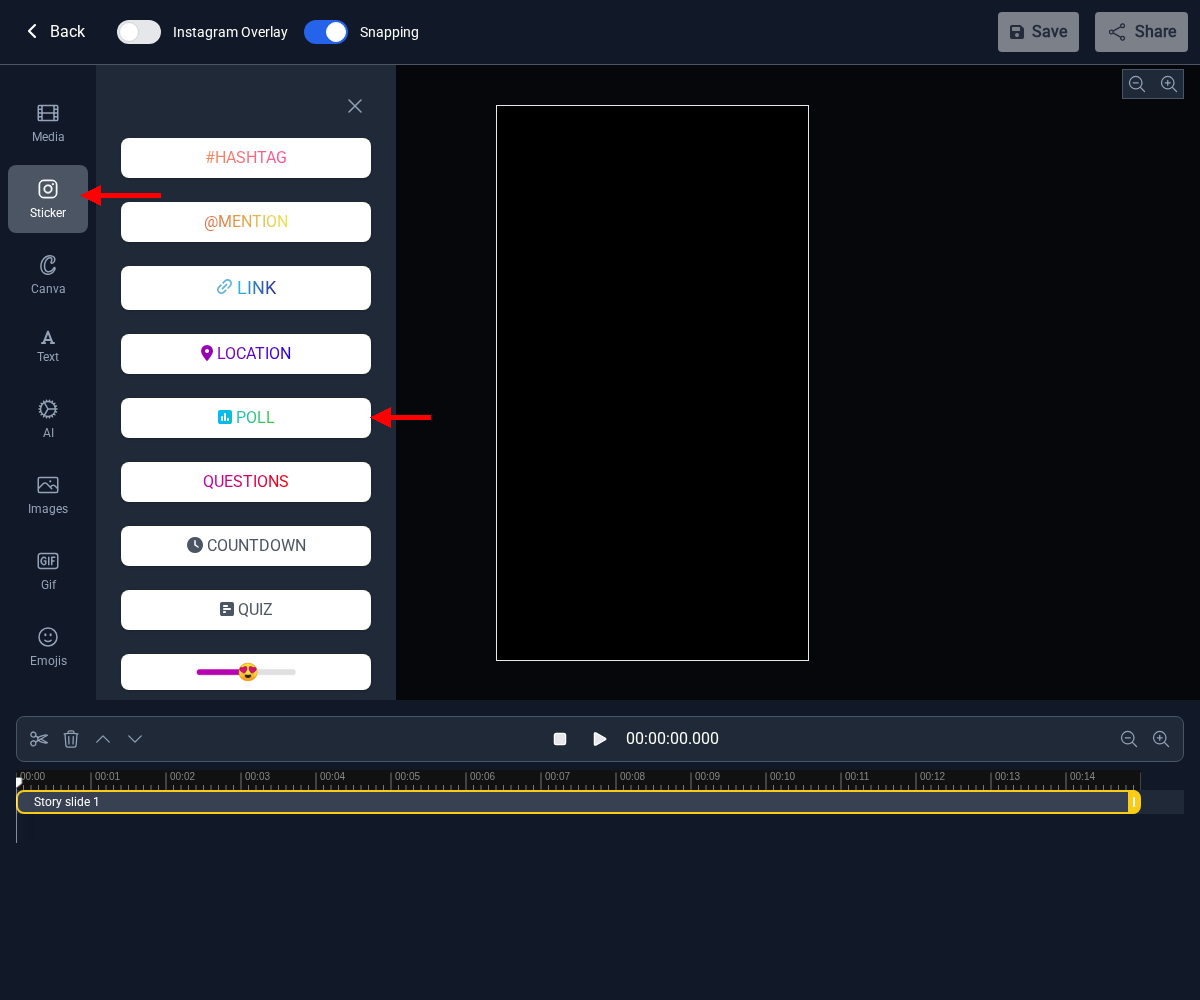 Step 1 — Open the Sticker panel