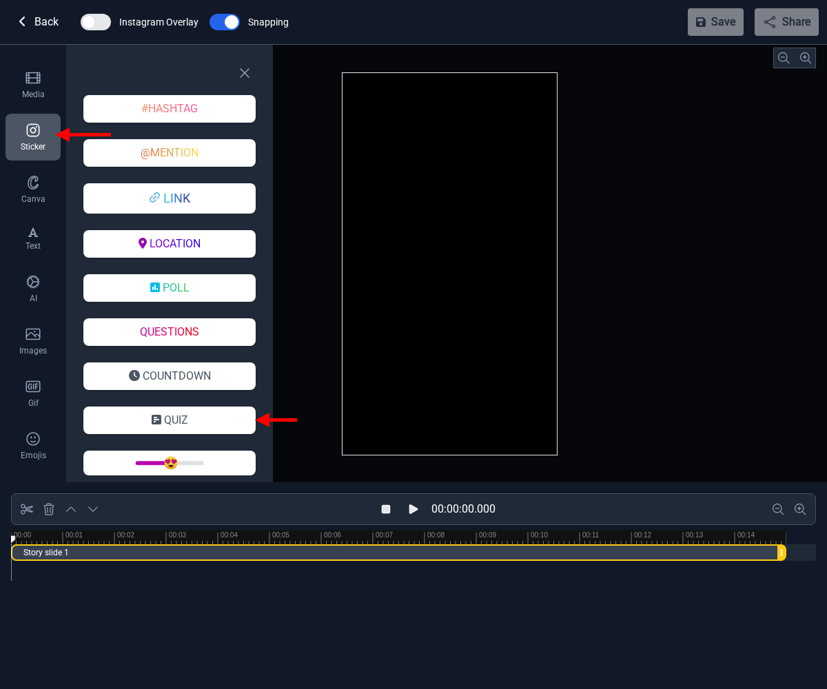 Step 1 — Open the Sticker panel