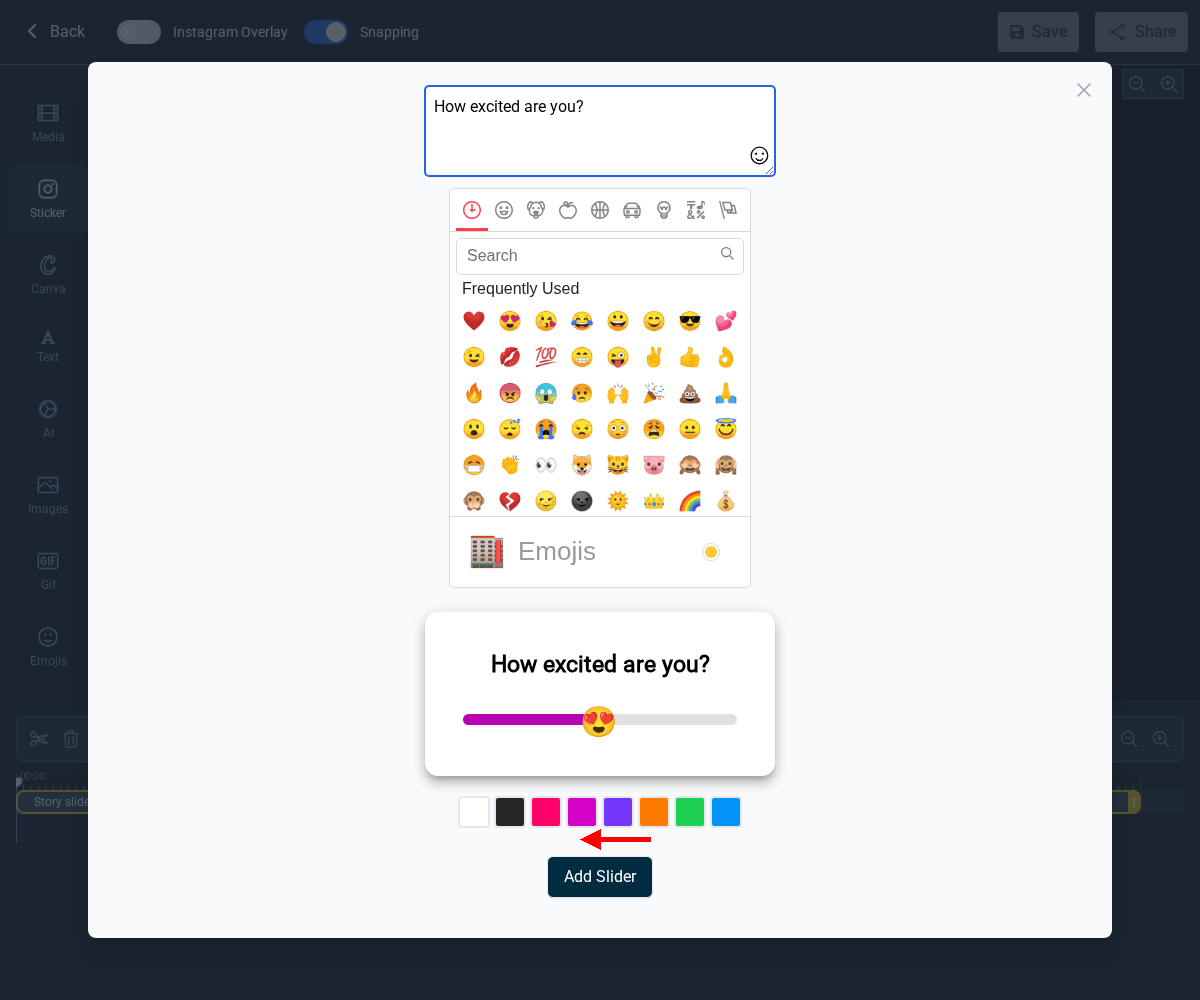 Step 3 — Enter your question and choose an emoji