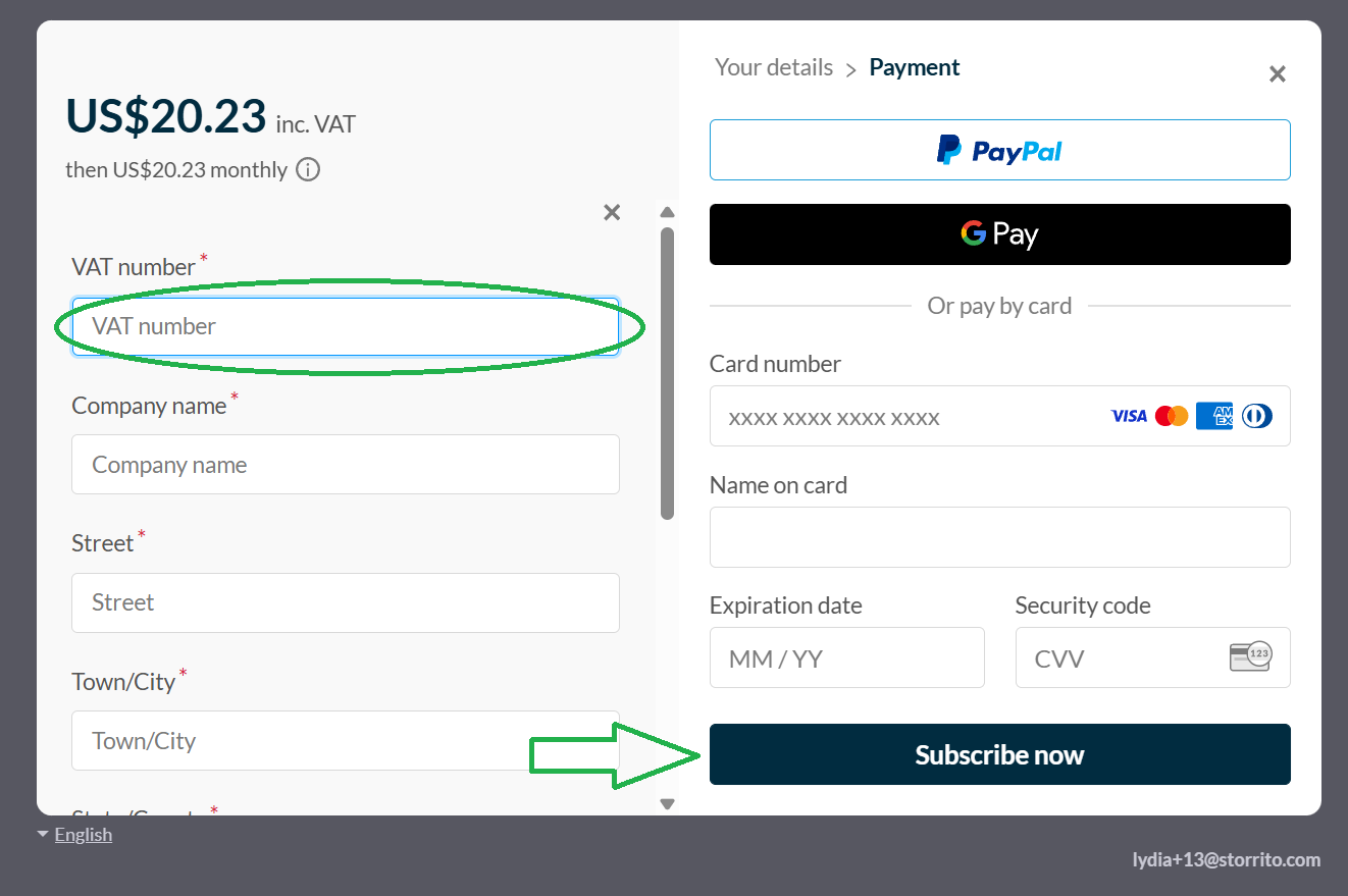 Complete the VAT form