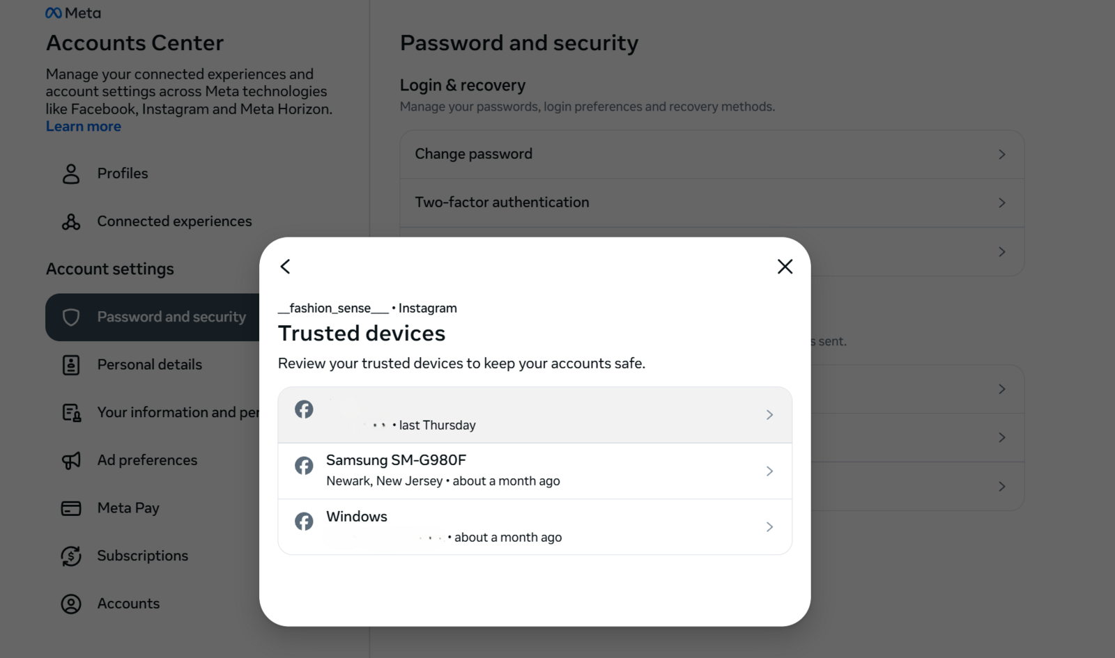Review your trusted devices