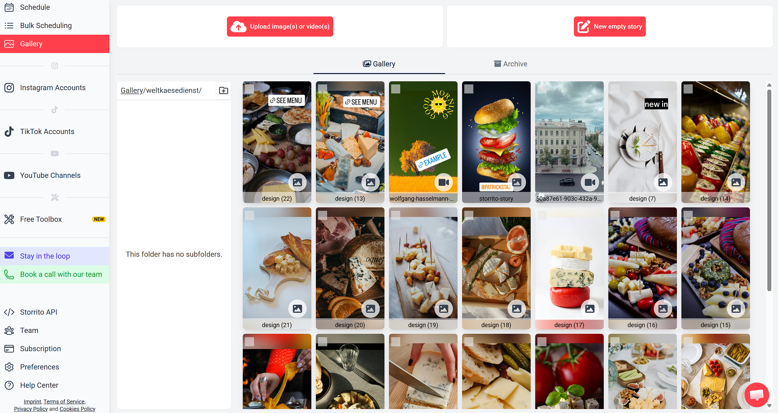 YouTube Channels in the left menu, below Instagram Accounts and TikTok Accounts