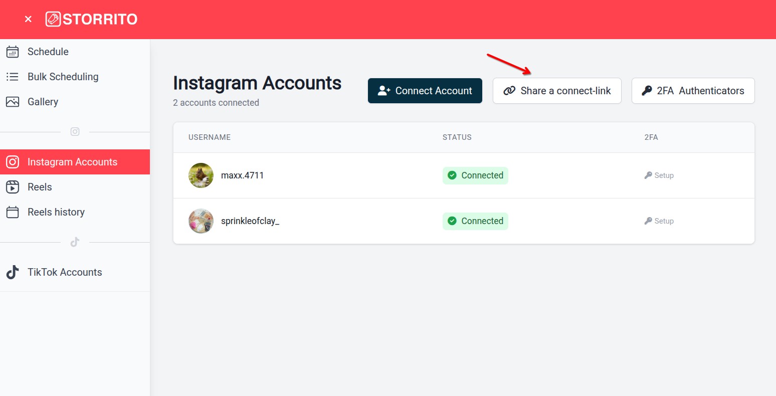 share a connect link button