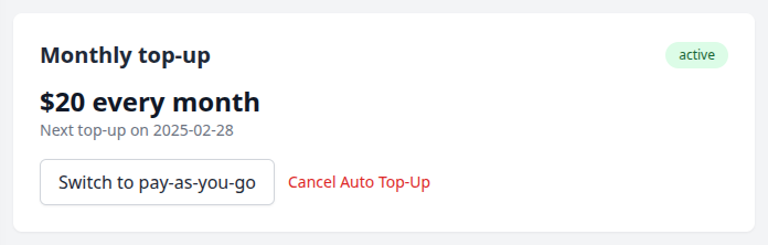 Monthly top-up with the next date