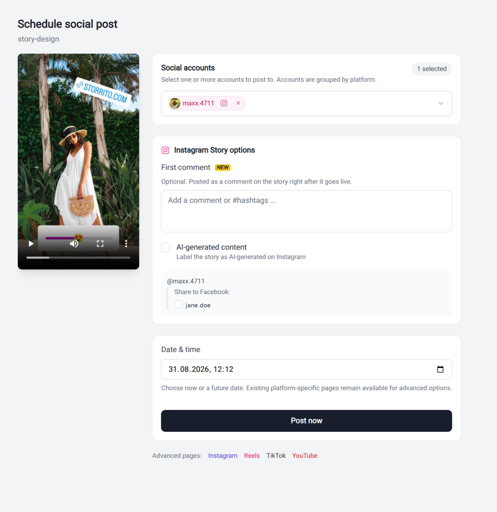 Instagram Story Scheduler