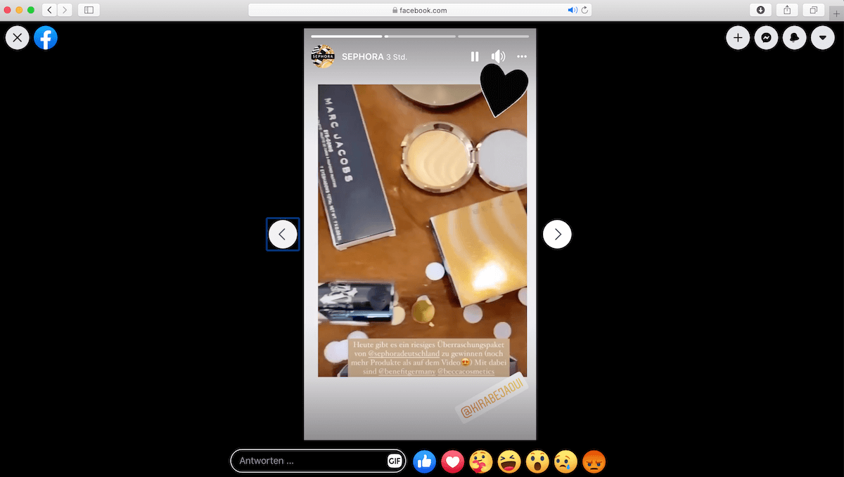 Facebook Stories Sephora
