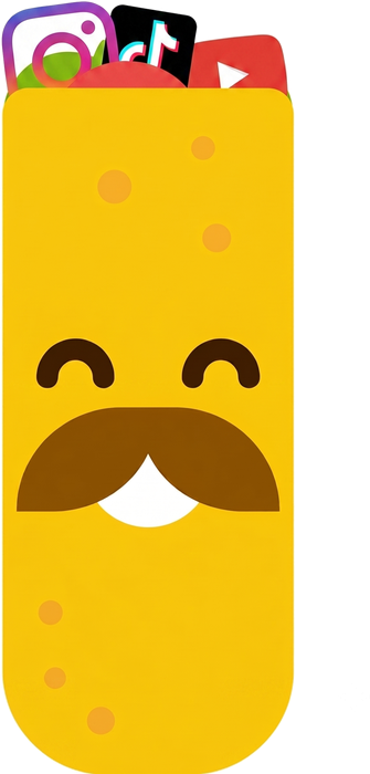 Storrito mascot filled with Instagram, TikTok and YouTube